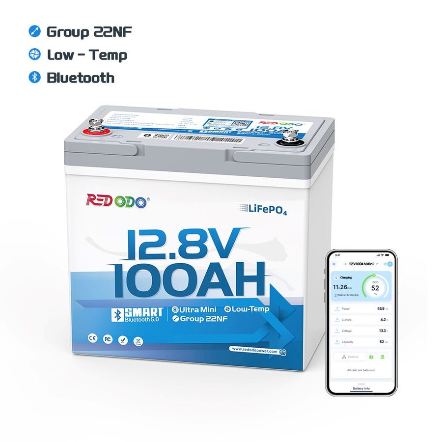 Redodo 12V 100Ah Ultra-Mini Bluetooth LiFePO4 Battery